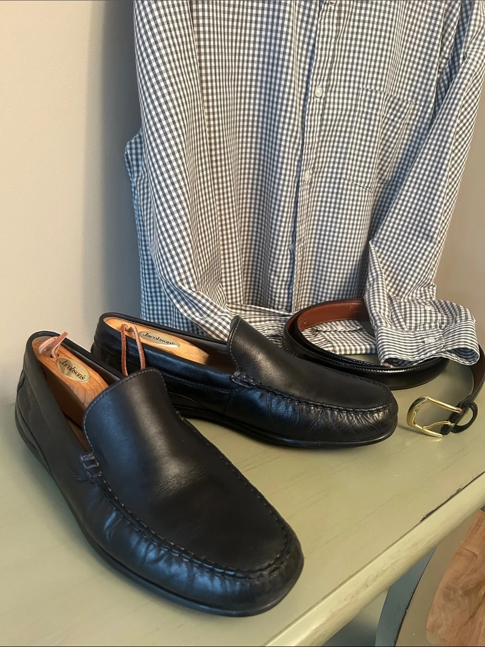 Ecco Black Leather Slip-On Driving Loafers